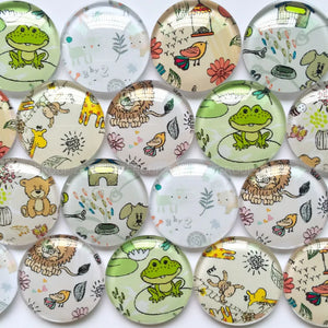 12mm 20mm Glass Cabochons Mixed Patterns Round Jewelry Supplies