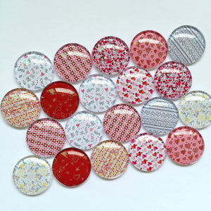 Mixed Pattern Glass Cabochons 12mm 20mm Domed Round Jewelry Supplies TP-392