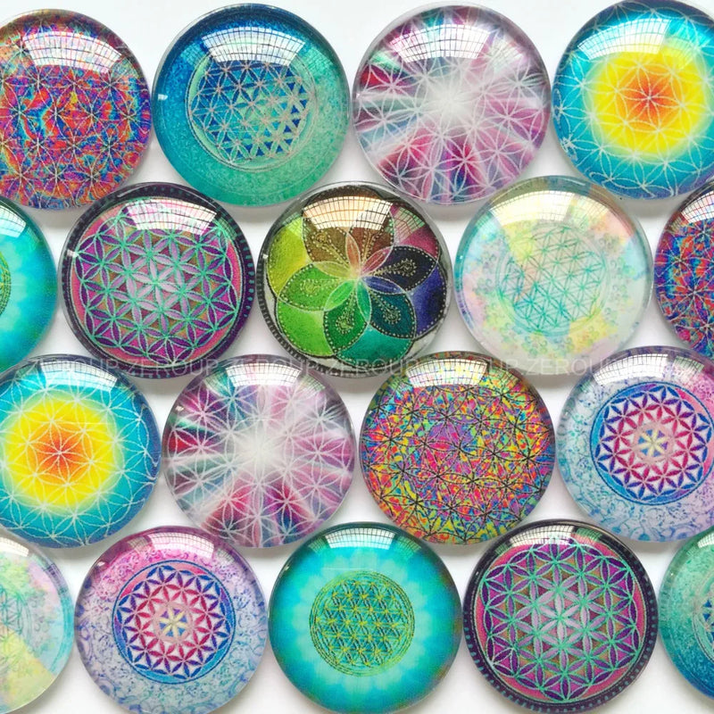 12mm 20mm Mixed Pattern Glass Cabochons for Jewelry TP-411