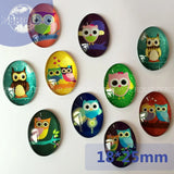 20pcs 18*25mm Owl Pattern Glass Cabochons for Jewelry Embellishment