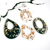 Acrylic Oval Drip Shape Ear Drop Pendant Charms 6pcs