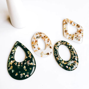 Acrylic Oval Drip Shape Ear Drop Pendant Charms 6pcs