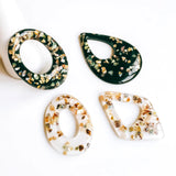 Acrylic Oval Drip Shape Ear Drop Pendant Charms 6pcs