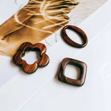 Wooden Round Beads Bronze Pendant Earrings Diy Material