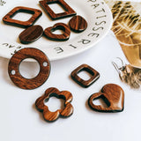 Wooden Round Beads Bronze Pendant Earrings Diy Material