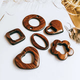 Wooden Round Beads Bronze Pendant Earrings Diy Material