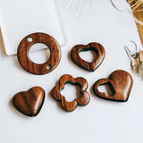 Wooden Round Beads Bronze Pendant Earrings Diy Material