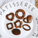 Wooden Round Beads Bronze Pendant Earrings Diy Material