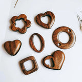Wooden Round Beads Bronze Pendant Earrings Diy Material