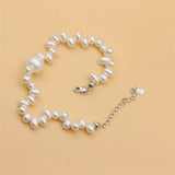 925 Sterling Silver Charm Freshwater Pearl Bracelet for Women