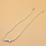 925 Silver Baroque Cross Freshwater Pearl Necklace for Women