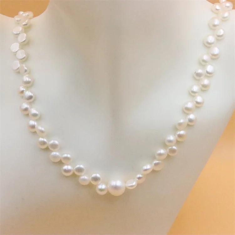 ZFSILVER 925 Silver Freshwater Pearl Round Necklace Wedding Gift