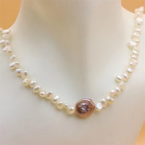 ZFSILVER 925 Silver Pearl Choker Necklace Baroque Charm Jewelry