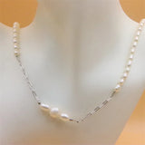 ZFSILVER 925 Silver Pearl Necklace Splicing Jewelry Women