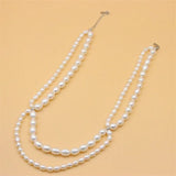 925 Silver Pearl Necklace Double Chain Gift For Women