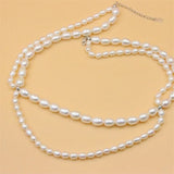 925 Silver Pearl Necklace Double Chain Gift For Women