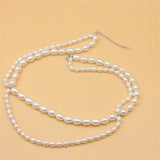 925 Silver Pearl Necklace Double Chain Gift For Women
