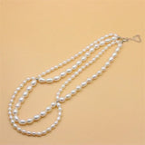925 Silver Pearl Necklace Double Chain Gift For Women