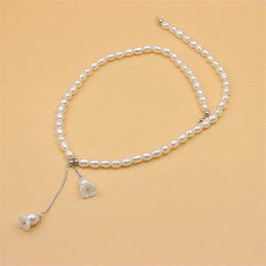 925 Silver Pearl Necklace Shell Flower Women Wedding DIY