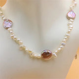 925 Silver Pink Baroque Pearl Necklace for Women