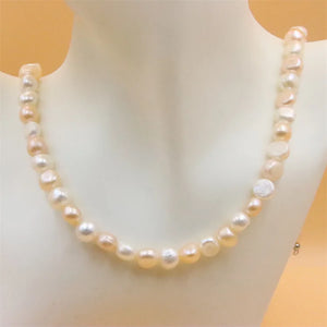 ZFSILVER 925 Silver Pink Baroque Pearl Necklace