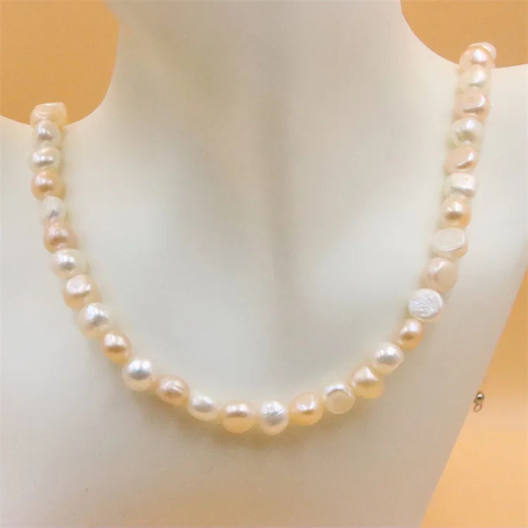 ZFSILVER 925 Silver Pink Baroque Pearl Necklace