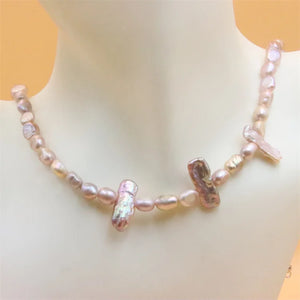 ZFSILVER 925 Silver Purple Baroque Pearl Necklace