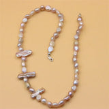 ZFSILVER 925 Silver Purple Baroque Pearl Necklace
