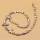 ZFSILVER 925 Silver Purple Baroque Pearl Necklace