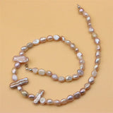 ZFSILVER 925 Silver Purple Baroque Pearl Necklace
