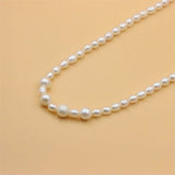 ZFSILVER 925 Silver Rice Pearl Choker Necklace Women Gift
