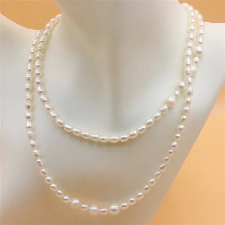 ZFSILVER 925 Silver Rice Pearl Choker Necklace Women Gift