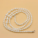 ZFSILVER 925 Silver Rice Pearl Choker Necklace Women Gift