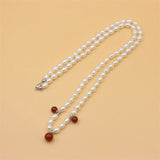 ZFSILVER Freshwater Rice Pearl Necklace DIY Agate Jewelry Women