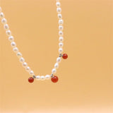 ZFSILVER Freshwater Rice Pearl Necklace DIY Agate Jewelry Women
