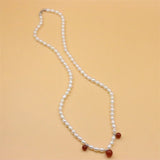ZFSILVER Freshwater Rice Pearl Necklace DIY Agate Jewelry Women