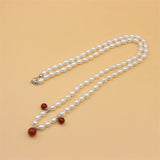 ZFSILVER Freshwater Rice Pearl Necklace DIY Agate Jewelry Women