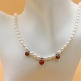 ZFSILVER Freshwater Rice Pearl Necklace DIY Agate Jewelry Women