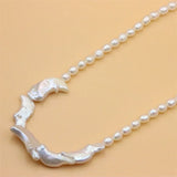 ZFSILVER Freshwater Baroque Moon Pearl Necklace Women Gift Party