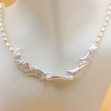 ZFSILVER Freshwater Baroque Moon Pearl Necklace Women Gift Party
