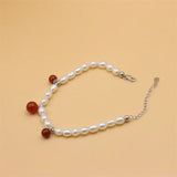 ZFSILVER 925 Silver Freshwater Pearl Agate Bracelet Gift Jewelry Women