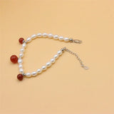 ZFSILVER 925 Silver Freshwater Pearl Agate Bracelet Gift Jewelry Women