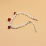 ZFSILVER 925 Silver Freshwater Pearl Agate Bracelet Gift Jewelry Women