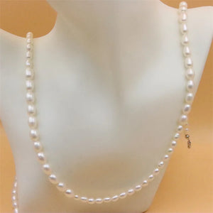ZFSILVER 925 Sterling Silver Pearl Long Necklace Jewelry for Women