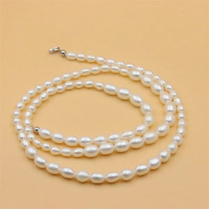 ZFSILVER 925 Sterling Silver Pearl Long Necklace Jewelry for Women