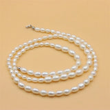 ZFSILVER 925 Sterling Silver Pearl Long Necklace Jewelry for Women