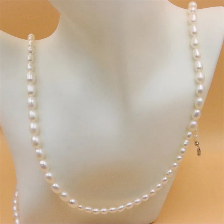 ZFSILVER 925 Sterling Silver Pearl Long Necklace Jewelry for Women