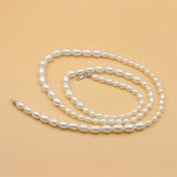ZFSILVER 925 Sterling Silver Pearl Long Necklace Jewelry for Women