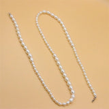 ZFSILVER 925 Sterling Silver Pearl Long Necklace Jewelry for Women