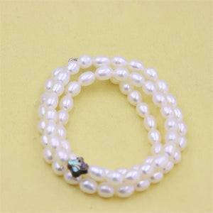 ZFSILVER 925 Sterling Silver Geometric Abalone Shell Pearl Necklace